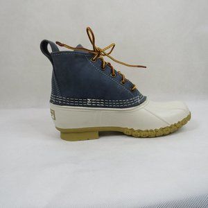 L.L. Bean Duck Small Batch 6” Boots Blue White sz 8 M
